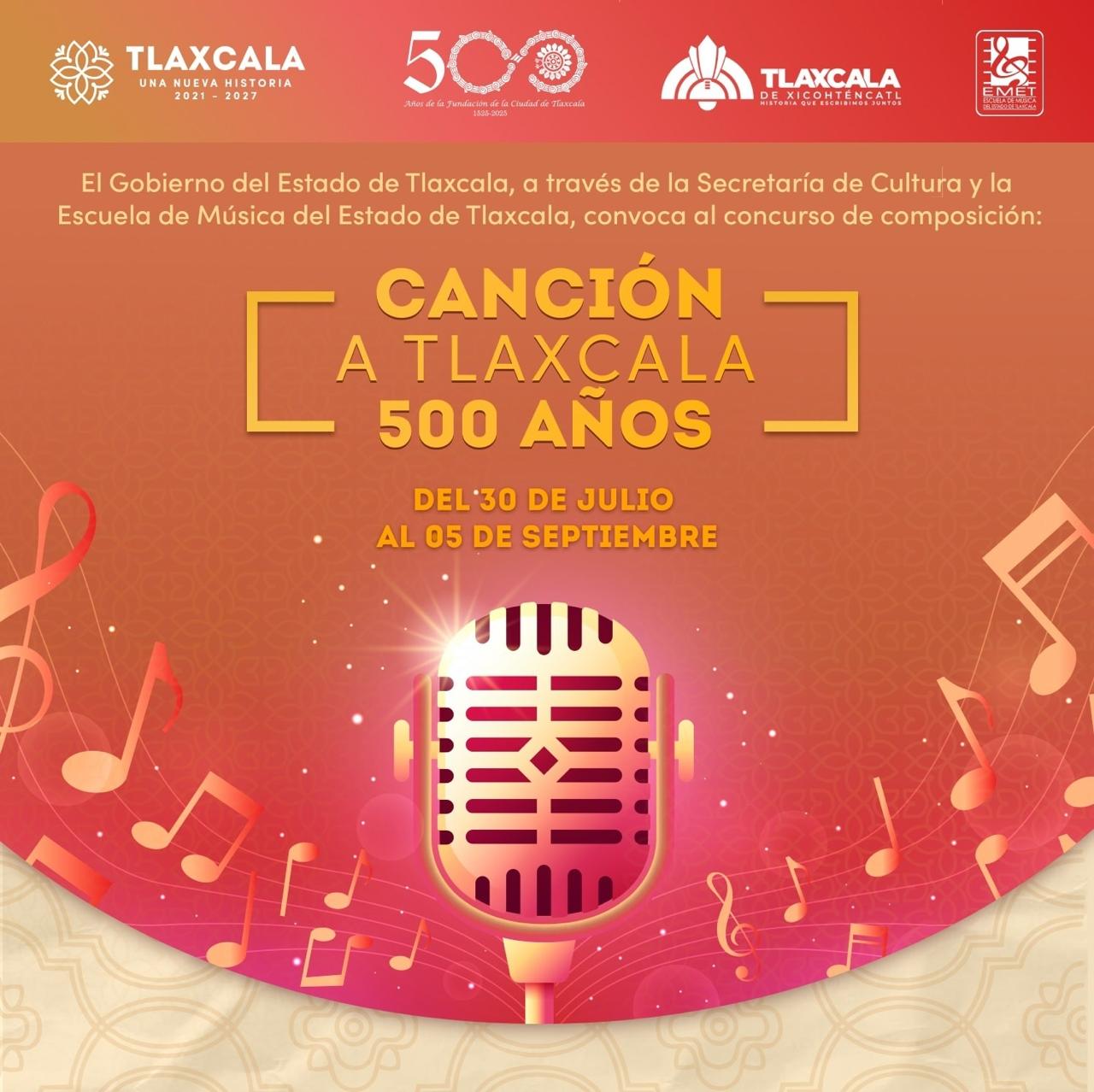 Convocan a compositores a participar en el certamen 'Canción a Tlaxcala 500 años'